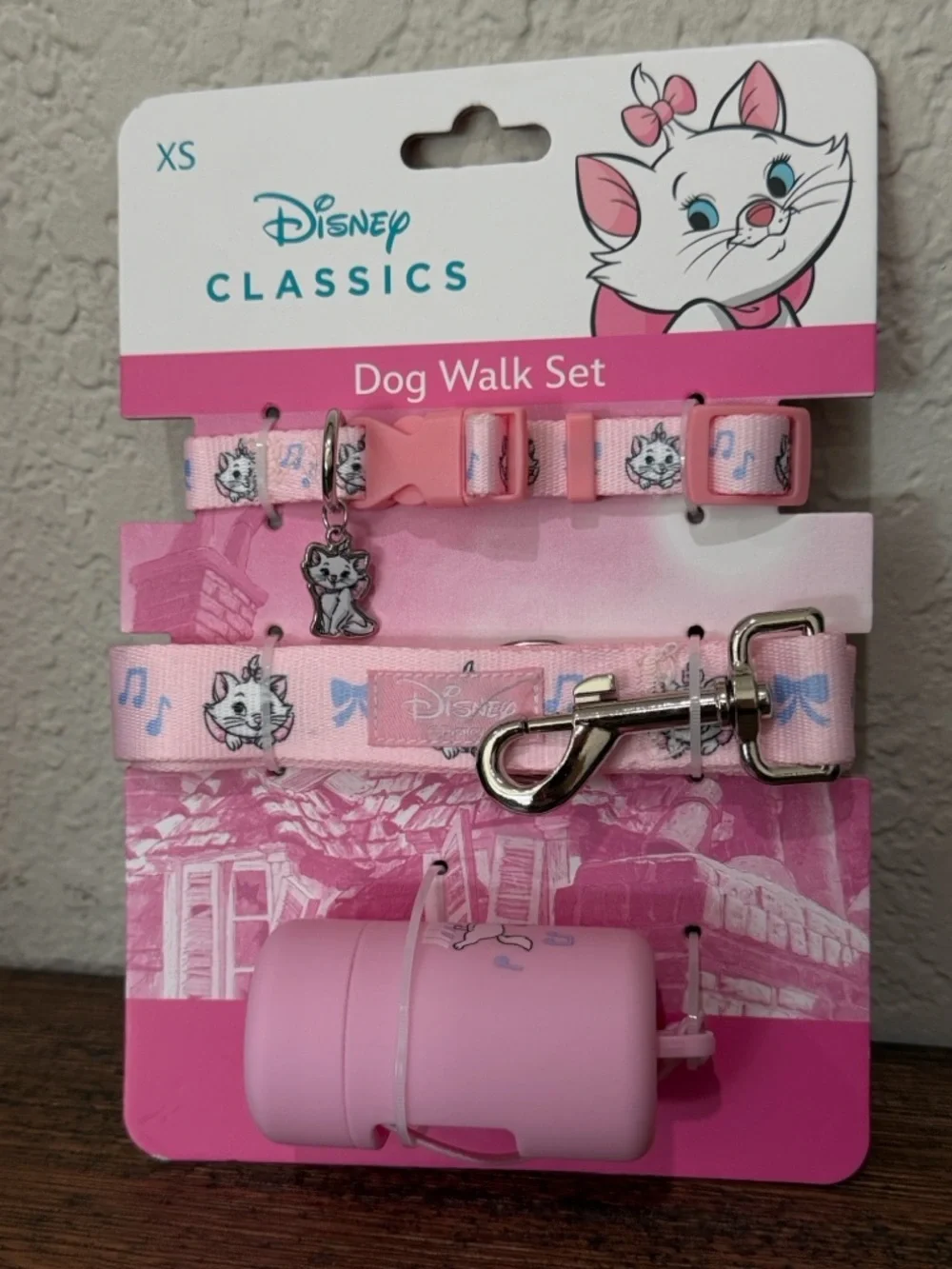 Disney Aristocats Marie Dog Walk Set Collar Leash & Bag Holder Pink Size XS